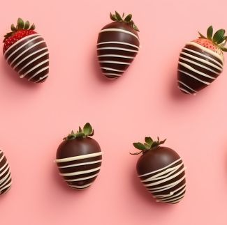 chocolate-dipped strawberries on a pink background