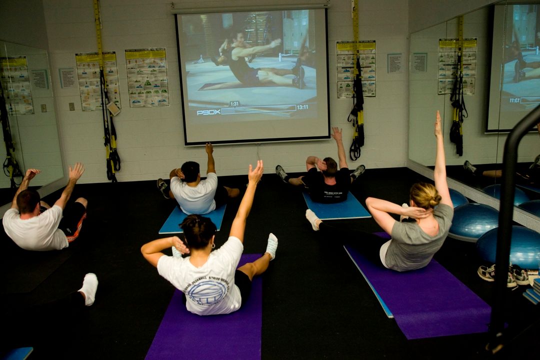 Group Works Out in Fitness Center