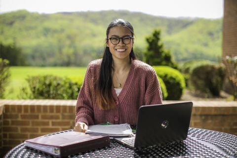 PVCC Student with Laptop