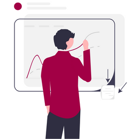 Illustration of Man Drawing Graph on Whiteboard