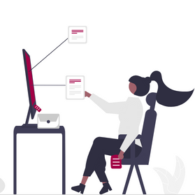 Illustration of Woman Working on Computer