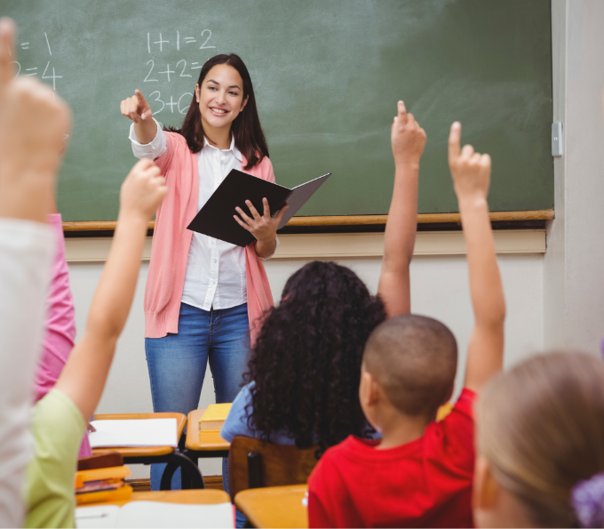 Teacher calling on students