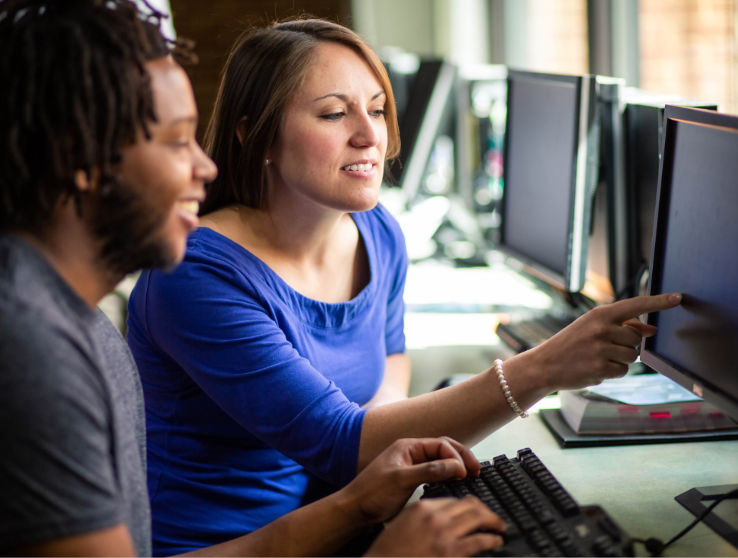 Students working at a computer