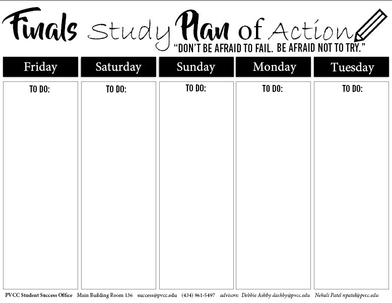 Finals Plan of Action