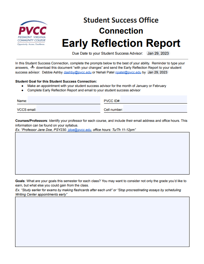 Early Reflection Report